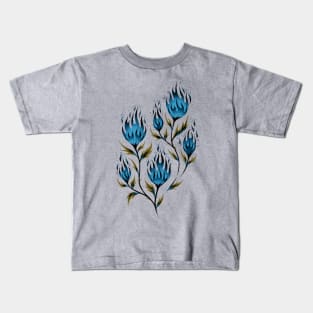 Fire Flower - Gold Blue Kids T-Shirt